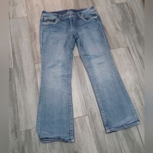 Vicoss Dublin Women's Stretch Medium Wash Boot cut  Jeans w Embroidery sz 16